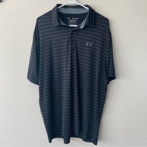Under Armour | Men's Striped Playoff Polo Size XL Black Gray